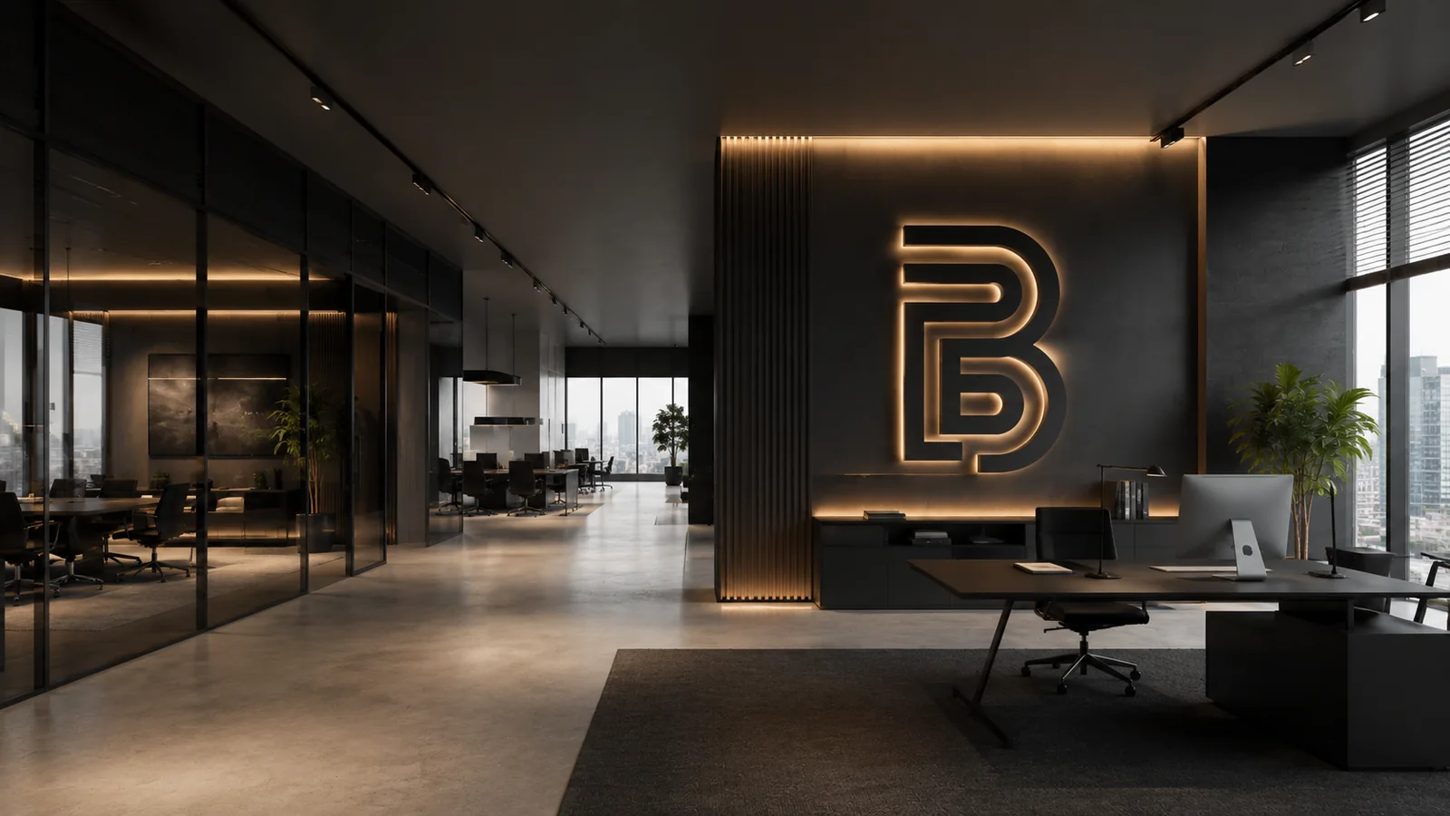 Oficina moderna con identidad visual de Ballero Consulting